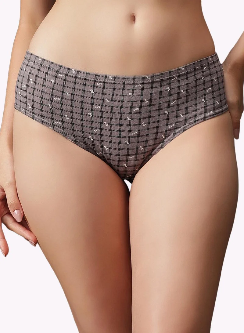 كلوفيا Pack of 3 Mid Waist Printed Hipster Panties with Inner Elastic - 100% Cotton